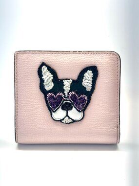 KATE SPADE Small Pink Wallet French Bulldog So Cute! Good Used Condition
